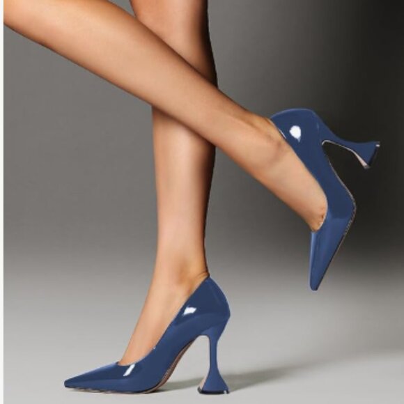 YDN Dark Blue Pointed Toe Slip on Pumps Special High Heel Shoe for Party Lady - Picture 1 of 8